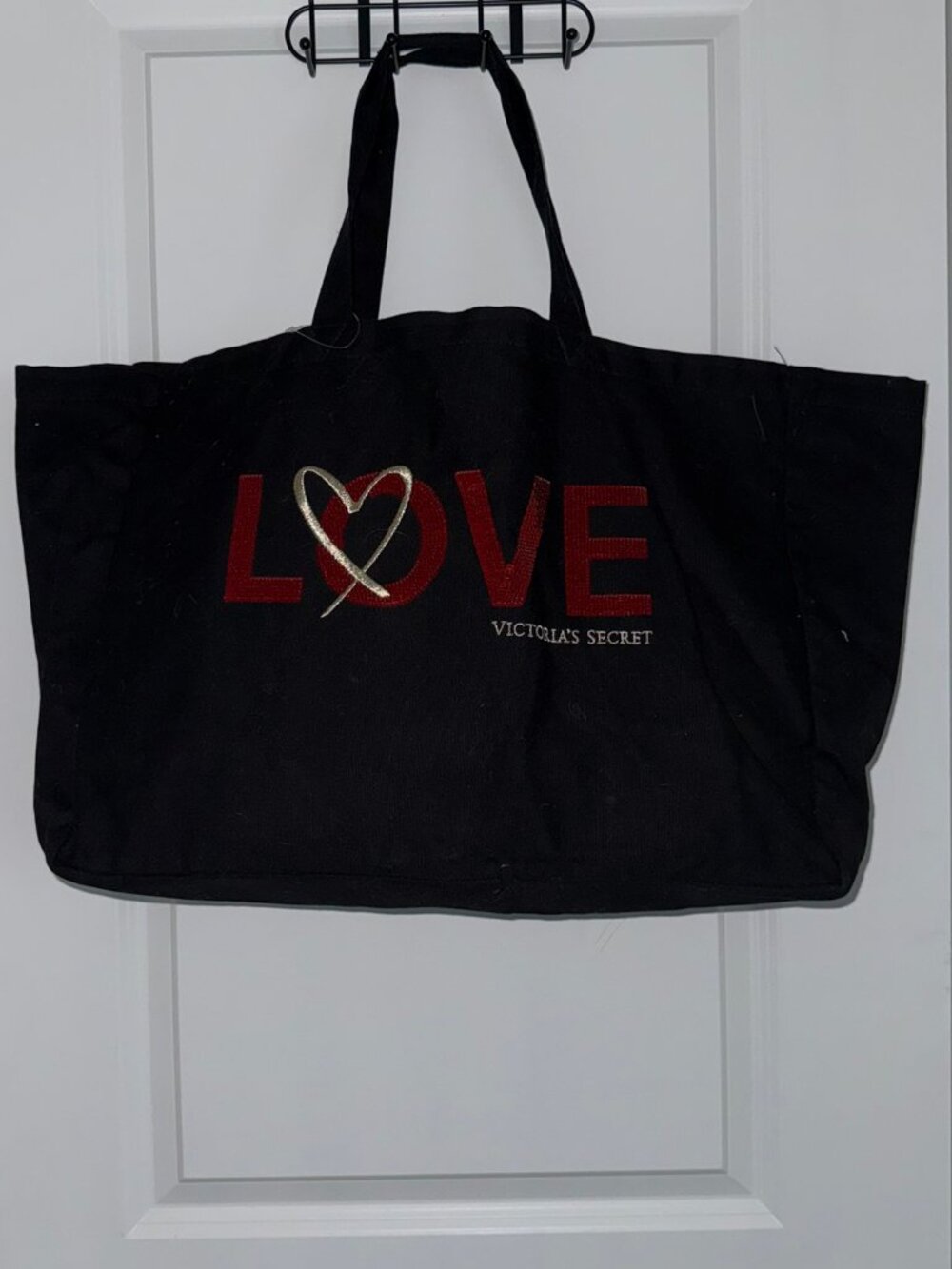 Victoria’s Secret Canvas Sequin Tote Bag – “LOVE” Shoulder Carryall
